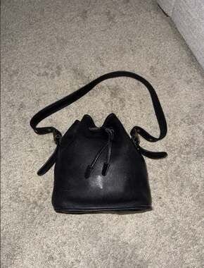 Coach Lulas Legacy Leather Drawstring Bucket Bag black